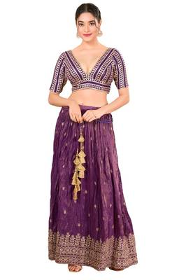 Wine Silk Printed Readymade Blouse 4