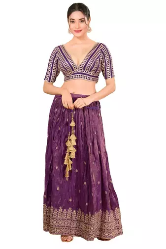 Wine Silk Printed Readymade Blouse
