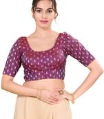 Brinjal Padded Jain Silk Round Neck Blouse