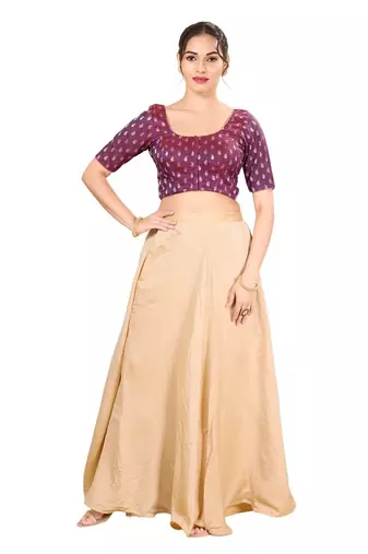 Brinjal Padded Jain Silk Round Neck Blouse