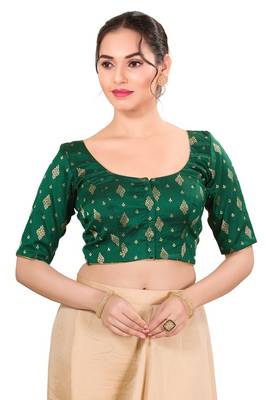 Bottle Green Brocade Blouse for Saree and Lehengas 1