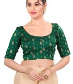 Bottle Green Brocade Blouse for Saree and Lehengas