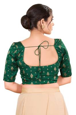 Bottle Green Brocade Blouse for Saree and Lehengas 2