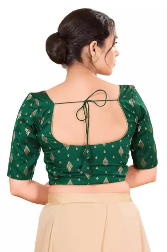 Bottle Green Brocade Blouse for Saree and Lehengas