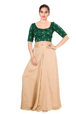Bottle Green Brocade Blouse for Saree and Lehengas 4