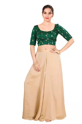 Bottle Green Brocade Blouse for Saree and Lehengas