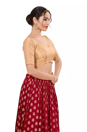 Copper Padded Tissue Sweatheart Neck Blouse