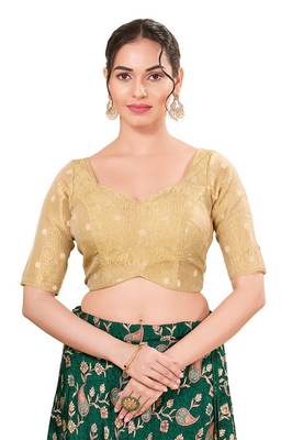 Gold Padded Tissue Sweatheart Neck Blouse 1