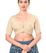 Light Gold Padded Net V Neck Blouse