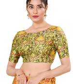 Mehendi Green Padded Jacquard Round Neck Blouse