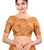 Mustard Padded Jacquard Round Neck Blouse