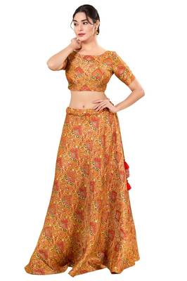 Mustard Padded Jacquard Round Neck Blouse 4