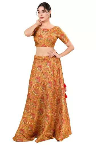 Mustard Padded Jacquard Round Neck Blouse