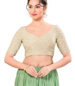 Light Gold Padded Jain Silk Sweatheart Neck Blouse