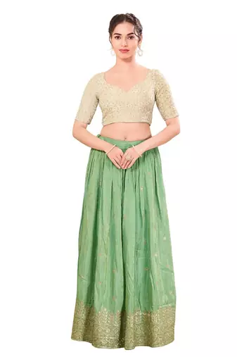 Light Gold Padded Jain Silk Sweatheart Neck Blouse