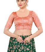 Dark Copper Padded Silk Round Neck Blouse