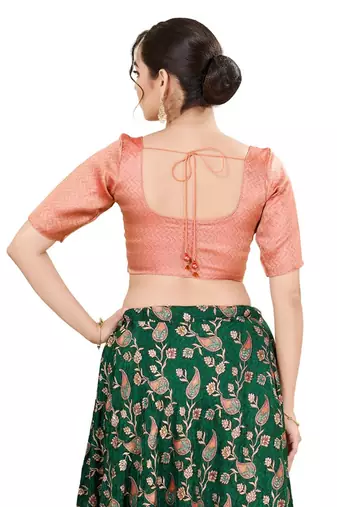 Dark Copper Padded Silk Round Neck Blouse