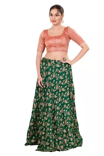 Dark Copper Padded Silk Round Neck Blouse