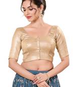Light Copper Padded Silk Round Neck Blouse