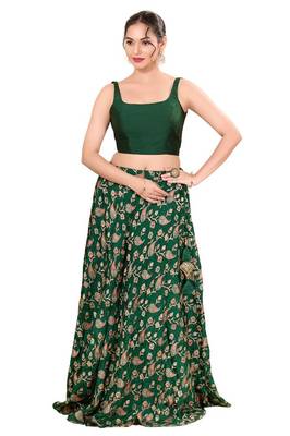Bottle Green Padded Brocade Square Neck Blouse 4