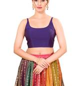 Dark Brinjal Padded Brocade Square Neck Blouse