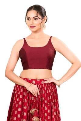 Dark Maroon Padded Brocade Square Neck Blouse 1