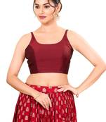 Dark Maroon Padded Brocade Square Neck Blouse