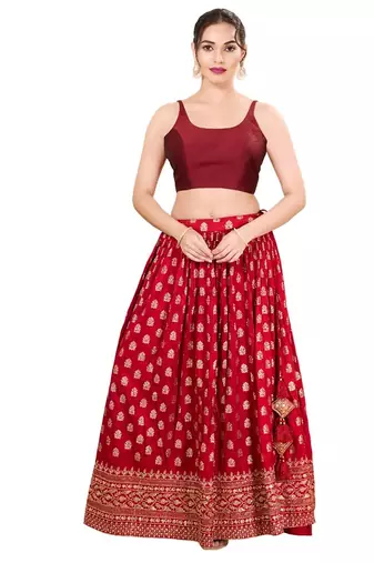 Dark Maroon Padded Brocade Square Neck Blouse