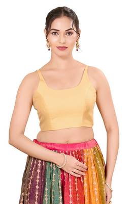 Gold Padded Brocade Square Neck Blouse 1
