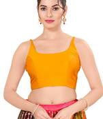 Mustard Padded Brocade Square Neck Blouse