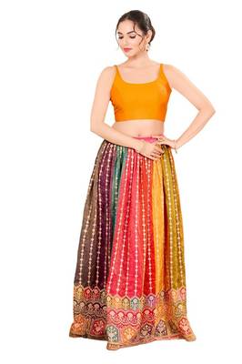 Mustard Padded Brocade Square Neck Blouse 4