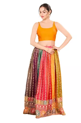 Mustard Padded Brocade Square Neck Blouse