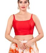 Tomato Pink Padded Brocade Square Neck Blouse