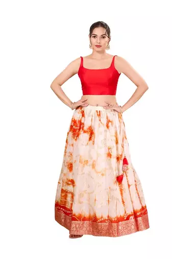 Tomato Pink Padded Brocade Square Neck Blouse