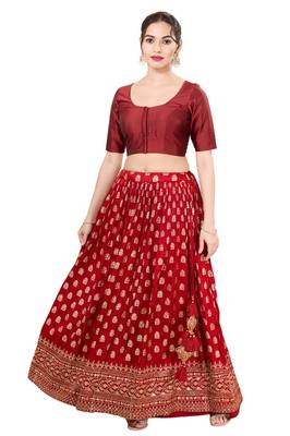 Dark Maroon Padded Brocade Round Neck Blouse 4