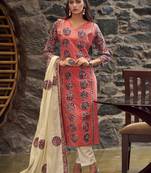 coral cotton digital printed dress material