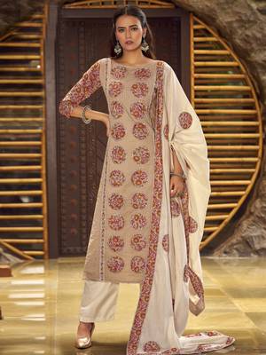 beige cotton digital printed dress material 1