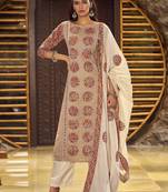 beige cotton digital printed dress material