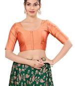 Rose Gold Padded Brocade Round Neck Blouse