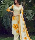 cream muslin digital printed dress material