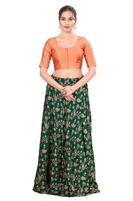 Rose Gold Padded Brocade Round Neck Blouse 4