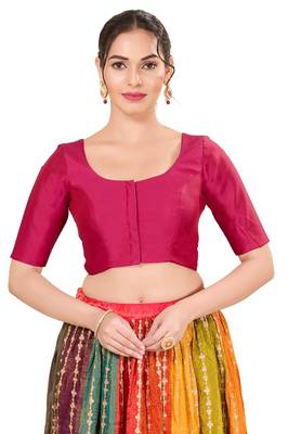 South Pink Padded Brocade Round Neck Blouse 1