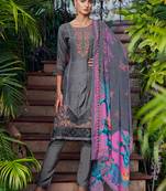 grey muslin embroidered dress material
