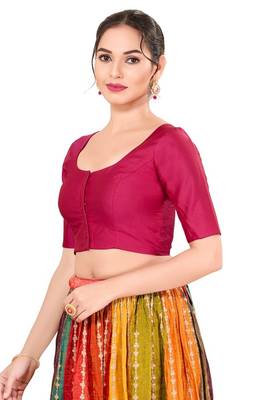 South Pink Padded Brocade Round Neck Blouse 3