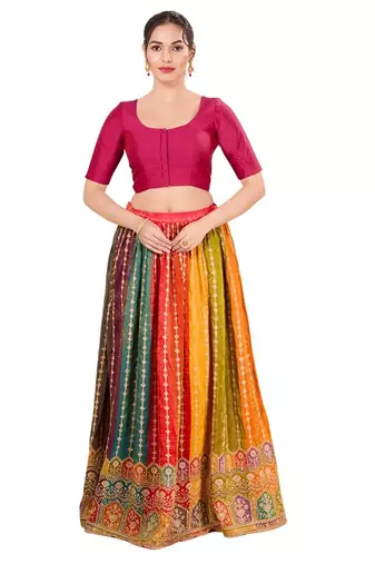 South Pink Padded Brocade Round Neck Blouse