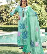 green muslin digital printed dress material