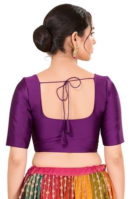 Wine Padded Brocade Round Neck Blouse 2