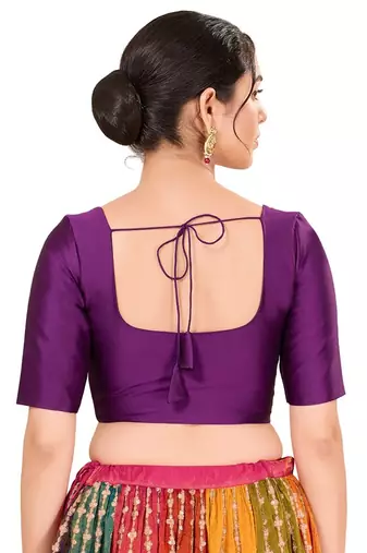 Wine Padded Brocade Round Neck Blouse