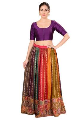 Wine Padded Brocade Round Neck Blouse 4