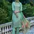 green muslin embroidered dress material